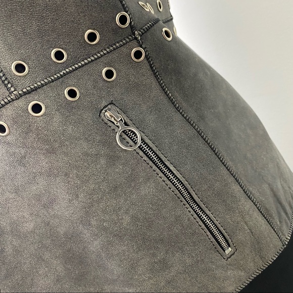 * Estrella G Made in Spain Edgy Leather Jacket Size 42  Grommets - Picture 15 of 16